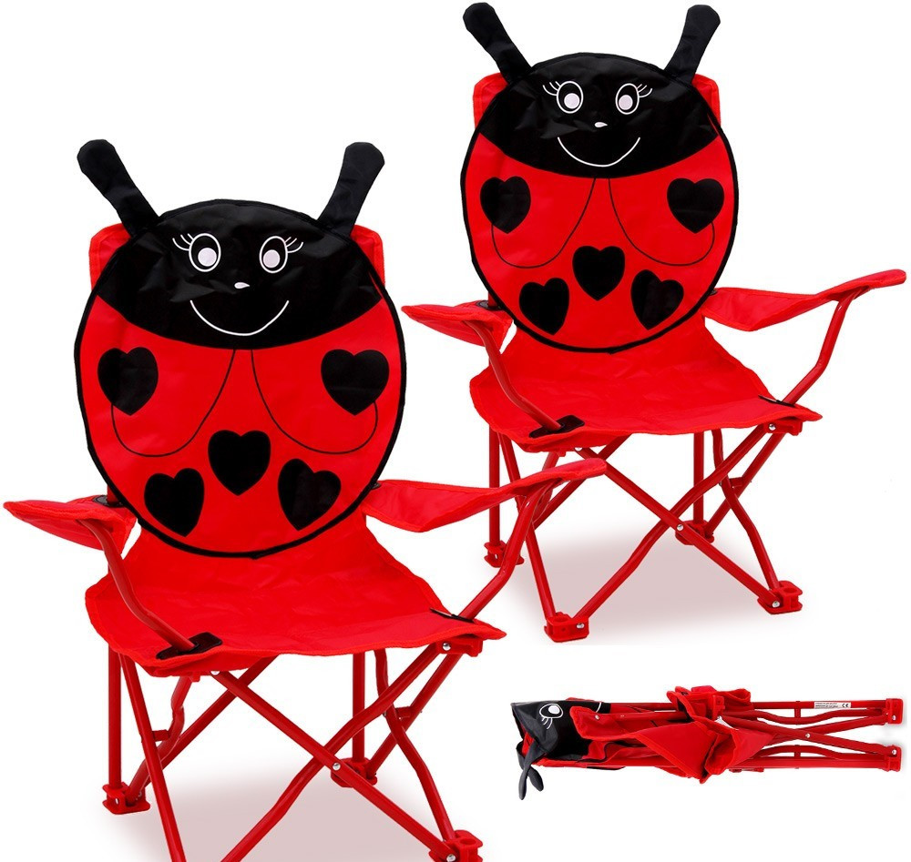 Goleto Campingová dětská židle beruška 2ks | červená