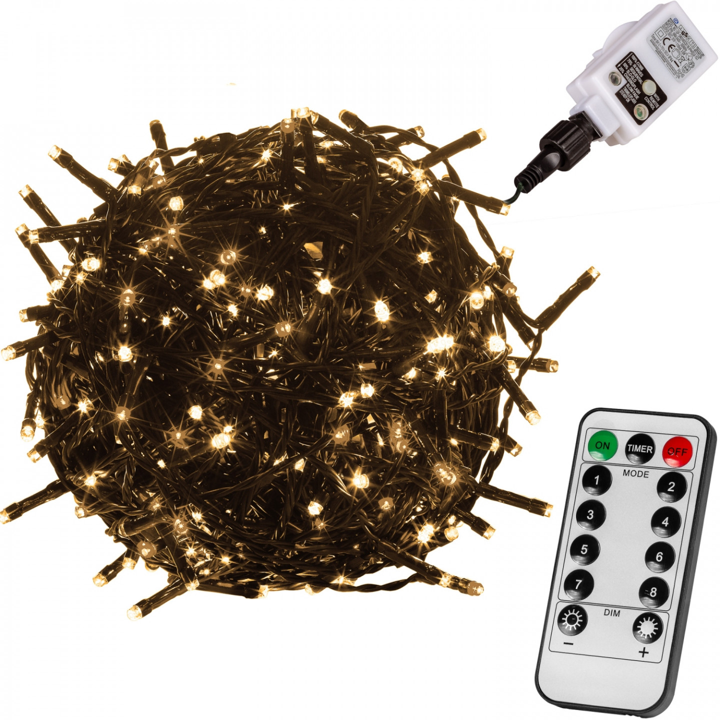 Goleto Vánoční LED osvětlení 60 m - zelený kabel | teplá bílá 600 LED
