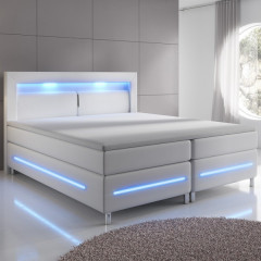 Postel Box Spring Norfolk s LED osvětlením 180 x 200 cm | bílá č.1