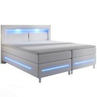 Postel Box Spring Norfolk s LED osvětlením 180 x 200 cm | bílá č.2