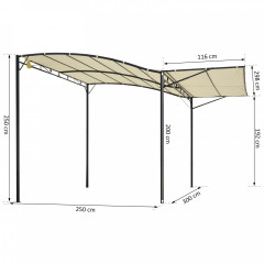 Zahradní ocelová pergola se sklopnou střechou 3 x 2,5 m | krémová č.3