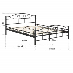 Kovová postel Toskana 180 x 200 cm | černá č.2