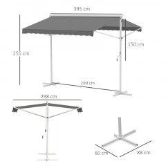 Volně stojící markýza se sklopnými rameny 4x3m | šedá č.3