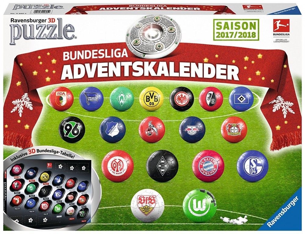 Adventní kalendář Bundesliga 3D Ravensburger 2017/2018 Goleto.cz