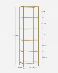Skleněná 6 patrová stojací police | 30 x 40 x 177,3 cm č.2