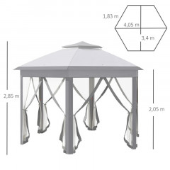 Skládací zahradní altán s moskytiérou 4 x 4 m | šedo-bílý č.2