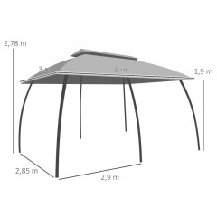 Luxusní zahradní altán s moskytiérou 3 x 6 x 3 m | tmavě šedý č.2