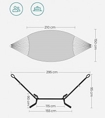 Zahradní houpací síť 210 x 150 cm | šedá č.2