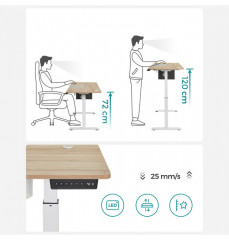 Elektricky nastavitelný PC stůl 60 x 140 x (72-120) cm | Bílo-šedý č.3