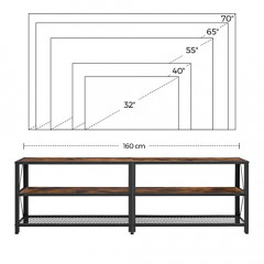 Rustikální TV stolek 160 x 39,2 x 50 cm | černo-hnědý č.3