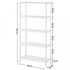 Bambusová 5 patrová police 60 x 26 x 130 cm | bílá č.2