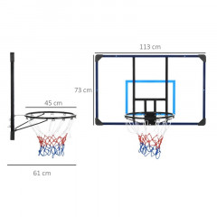 Nástěnný basketbalový koš se sítí | 113 x 61 x 73 cm č.3