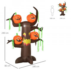 Nafukovací halloweenský strašidelný strom s LED osvětlením | 180x80x240cm č.2