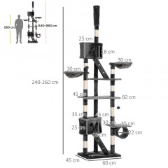 Škrabadlo pro kočky 60 x 45 x 240-260 cm | tmavě šedá č.3