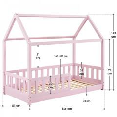 Dětská domečková postel Marli 80 x 160 cm | růžová č.2