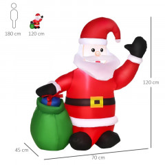 Nafukovací vánoční Santa Claus s dárkem a LED osvětlením |70x45x120 cm č.3