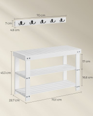 Věšák na kabáty s lavicí 143 x 108 x 92 cm | bílý č.3