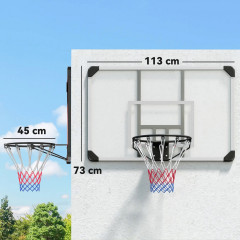 Nástěnný basketbalový koš se sítí | 113 x 61 x 73 cm č.3