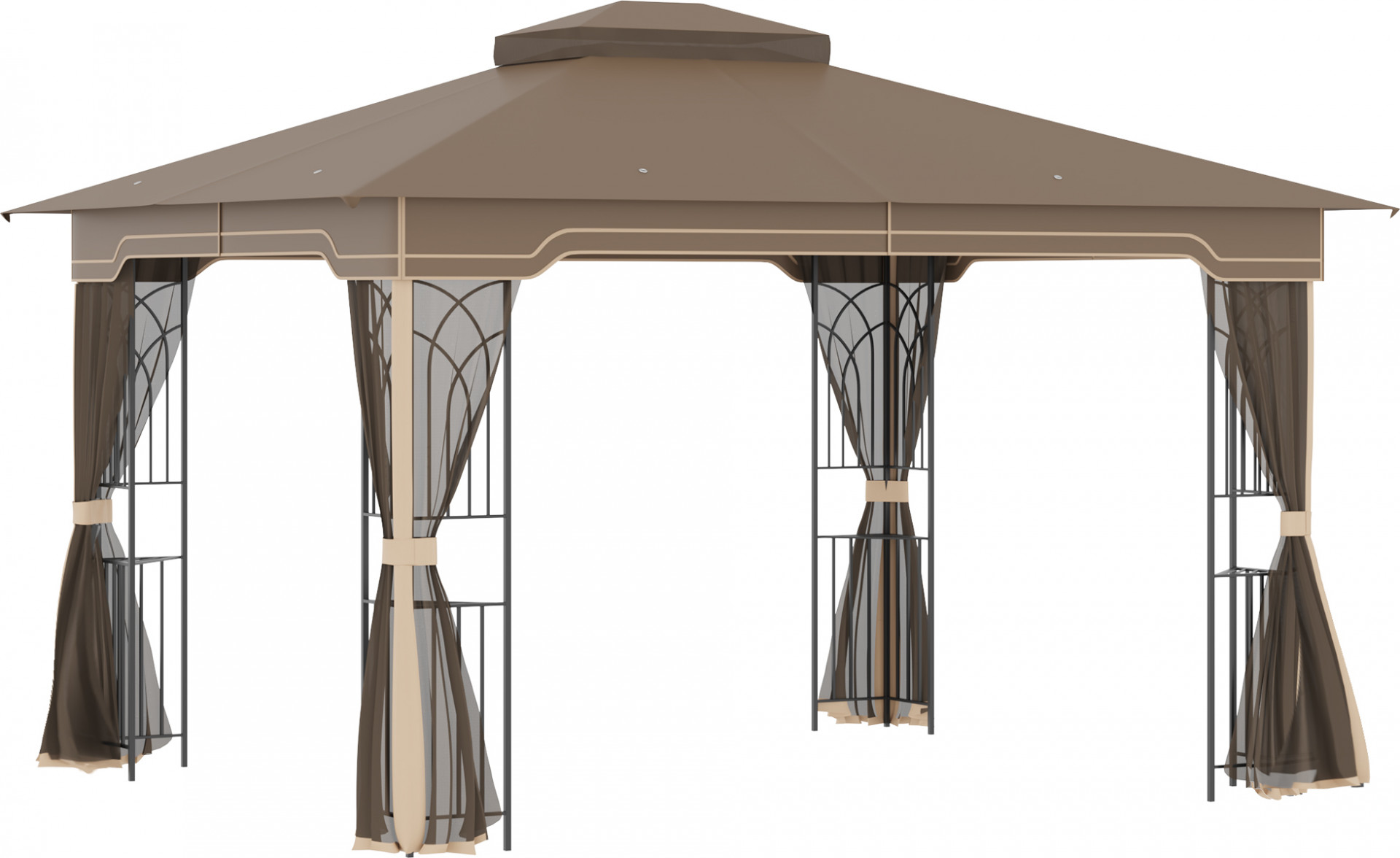 Levně Outsunny Zahradní altán 3,65x3 m | hnědý + béžový