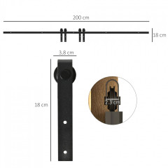 Kování pro posuvné dvoukřídlé dveře 200x0.6x18 cm | černé č.2