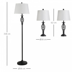 3dílná sada lamp ve vintage stylu | černá+bílá č.2