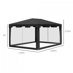 Zahradní párty stan 4 x 3 m s moskytiérou | tmavě šedý č.2