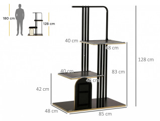 Škrabadlo pro kočky s polštářem 128 cm | černé č.2